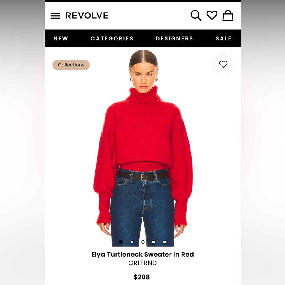 Revolve GRLFRND Elya turtleneck sweater in Red